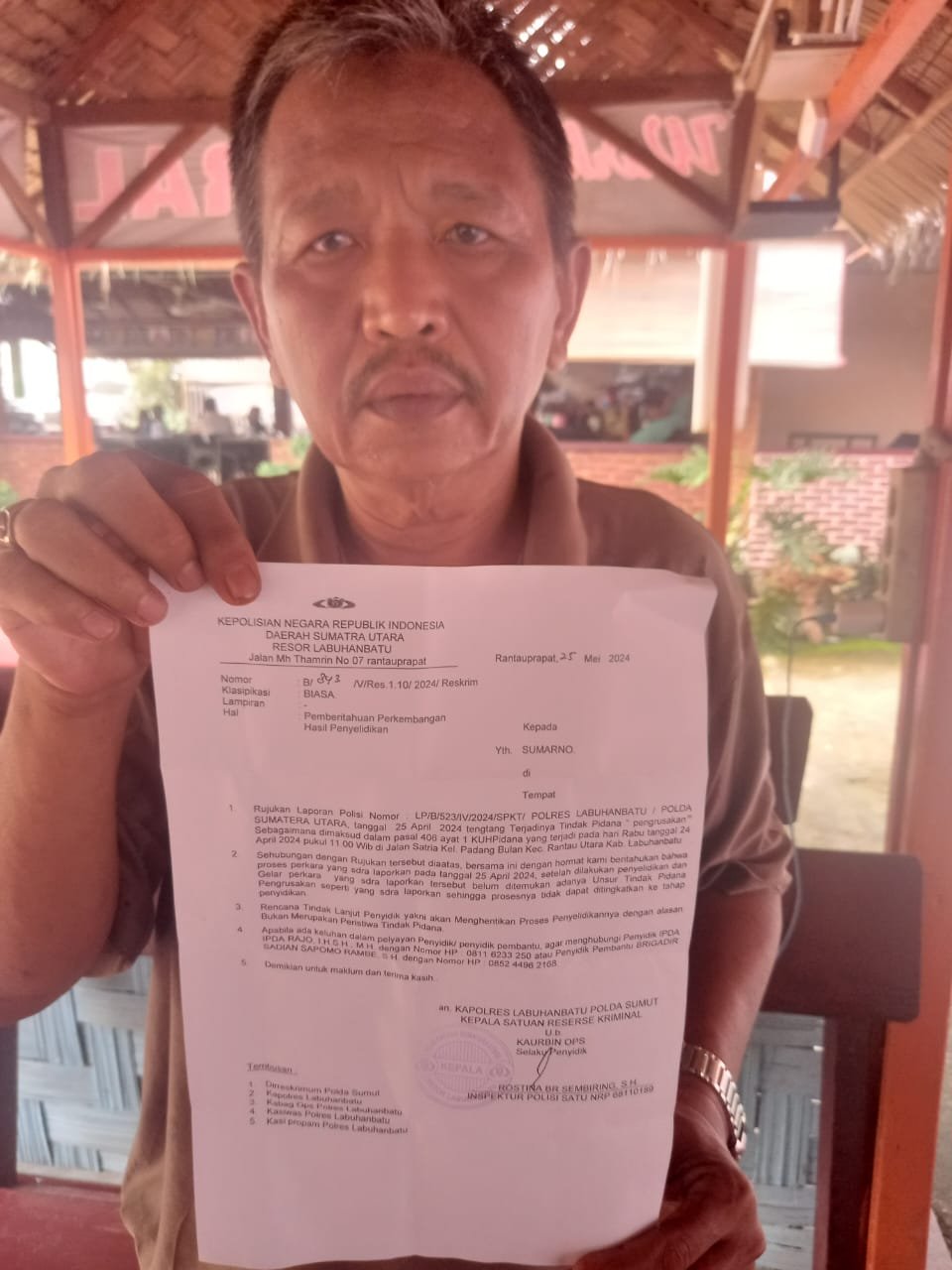 Laporan Pencurian dan pengrusakan Rumah Bapak Sumarno di Polres Labuhan Batu mangkrak